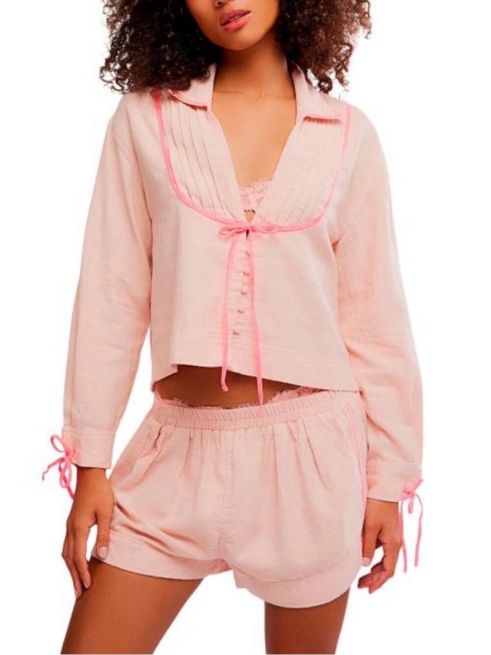 NWT Free People Intimately Close To Home Flannel PJ Set